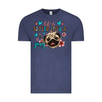 Vintage Denim life is better with a pug Vintage Tee - Jasminsmagicworld