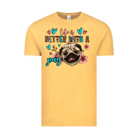 Vintage Mustard life is better with a pug Vintage Tee - Jasminsmagicworld