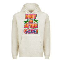 Oatmeal Heather Meet me at the ocean Summer Premium Hoodie - NancyCooperArtShop