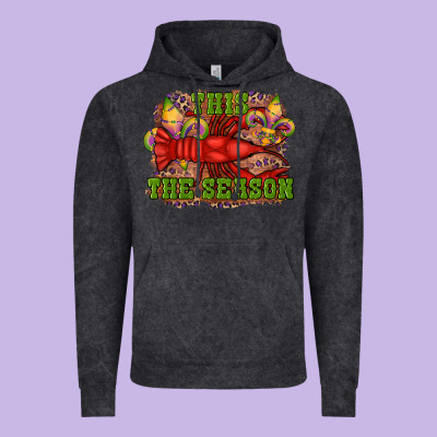 Mardi Gras This The Season Crawfish Fleur De Lis Vintage Hoodie Designed By Ranaportraitstore
