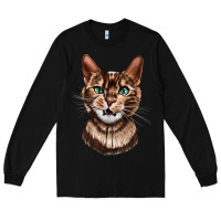 Black Bengal Cat Face Long Sleeve Tee - LillyAllenDesigns