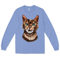 Colony Blue Bengal Cat Face Long Sleeve Tee - LillyAllenDesigns