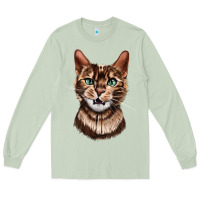 Matcha Bengal Cat Face Long Sleeve Tee - LillyAllenDesigns