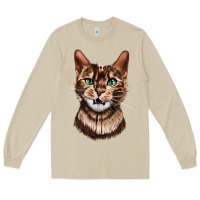 Mushroom Bengal Cat Face Long Sleeve Tee - LillyAllenDesigns