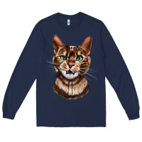 Navy Bengal Cat Face Long Sleeve Tee - LillyAllenDesigns