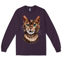 Plum Bengal Cat Face Long Sleeve Tee - LillyAllenDesigns