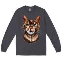 Smoke Bengal Cat Face Long Sleeve Tee - LillyAllenDesigns