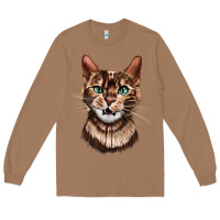 Toasted Coconut Bengal Cat Face Long Sleeve Tee - LillyAllenDesigns