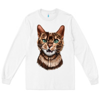 White Bengal Cat Face Long Sleeve Tee - LillyAllenDesigns