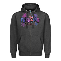 Charcoal Heather freezing season Zipper Hoodie - MaliasSmallBusiness