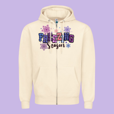 Freezing Season Zipper Hoodie Designed By Maliassmallbusiness