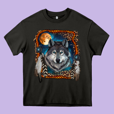 Wolf And Feathers Heavy Core Tee Designed By Ranaportraitstore