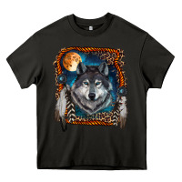 Asphalt wolf and feathers Heavy Core Tee - RanaPortraitStore