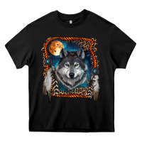 Black wolf and feathers Heavy Core Tee - RanaPortraitStore