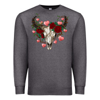 Charcoal Heather valentines bull skull Premium Sweatshirt - RanaPortraitStore
