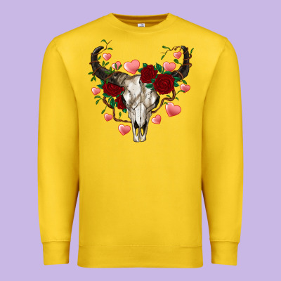 Valentines Bull Skull Premium Sweatshirt Designed By Ranaportraitstore