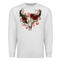 Oatmeal Heather valentines bull skull Premium Sweatshirt - RanaPortraitStore