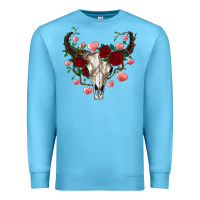 Ocean Blue valentines bull skull Premium Sweatshirt - RanaPortraitStore