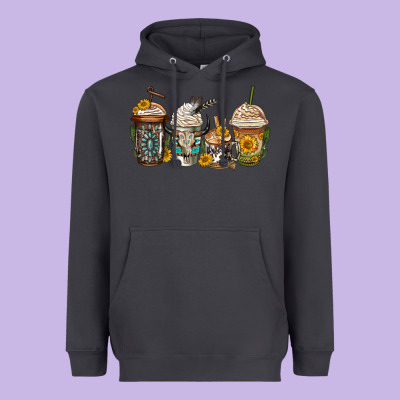 Bull Skull Western Coffee Cups Heavyweight Hoodie Designed By Jasminsmagicworld