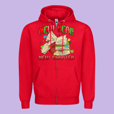 New Year New Chapter Zipper Hoodie Designed By Maliassmallbusiness