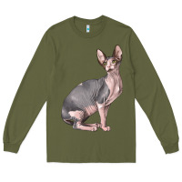 Army Green Sphynx Cat Long Sleeve Tee - LillyAllenDesigns