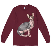 Burgundy Sphynx Cat Long Sleeve Tee - LillyAllenDesigns