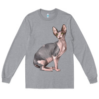 Heather Grey Sphynx Cat Long Sleeve Tee - LillyAllenDesigns