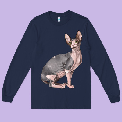 Sphynx Cat Long Sleeve Tee Designed By Lillyallendesigns