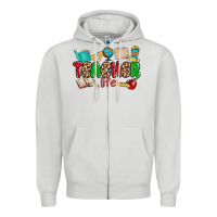 Dove Grey teacher life Zipper Hoodie - MaliasSmallBusiness