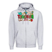 Heather Grey teacher life Zipper Hoodie - MaliasSmallBusiness