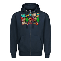Navy teacher life Zipper Hoodie - MaliasSmallBusiness
