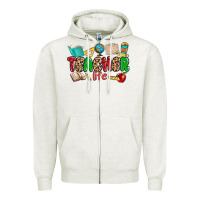 Oatmeal Heather teacher life Zipper Hoodie - MaliasSmallBusiness