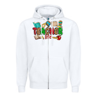 White teacher life Zipper Hoodie - MaliasSmallBusiness