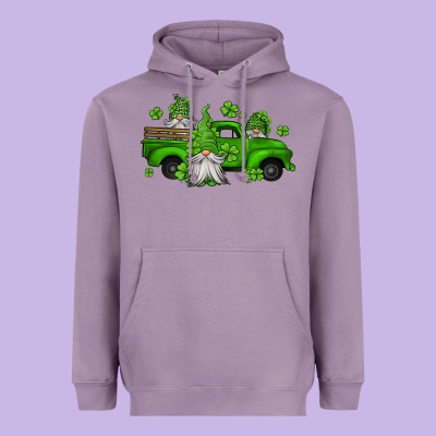 St Patrick's Gnomes Farm Truck Heavyweight Hoodie Designed By Jasminsmagicworld