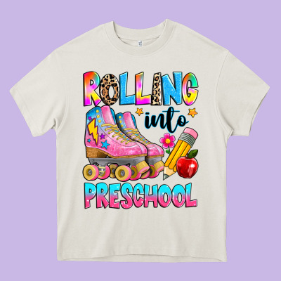 Rolling Into Preschool Grade Heavy Core Tee Designed By Texasbilliewilder