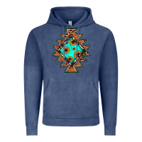 Vintage Denim aztec leopard turquoise sunflower Vintage Hoodie - JahusDesignShop