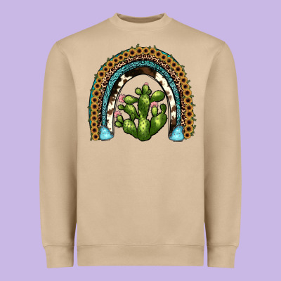 Cactus Rainbow Heavyweight Sweatshirt Designed By Jahusdesignshop