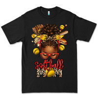 Black softball mom afro messy bun Premium Tee - texasbilliewilder