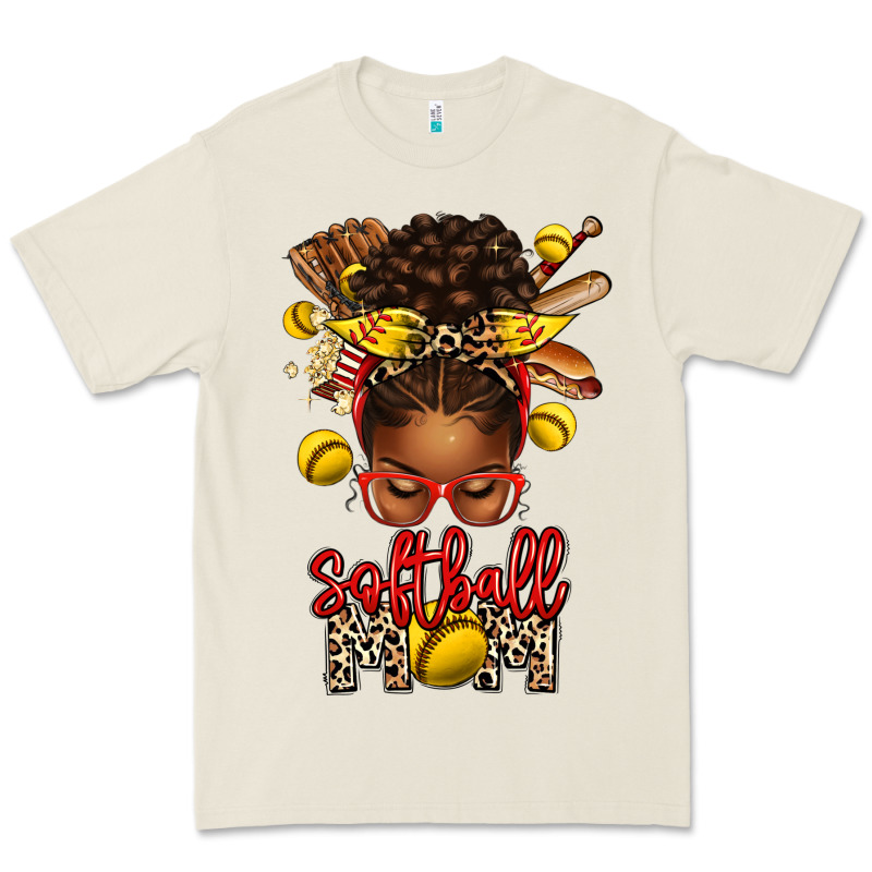 Softball Mom Afro Messy Bun Premium Tee by texasbilliewilder | Teevron