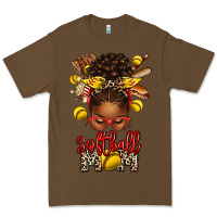 Cacao softball mom afro messy bun Premium Tee - texasbilliewilder