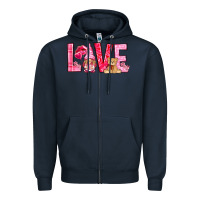 Navy love with gnome Zipper Hoodie - NancyCooperArtShop