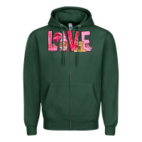 Sports Green love with gnome Zipper Hoodie - NancyCooperArtShop