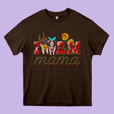 Farm Mama With Pigs Heavy Core Tee Designed By Artiststas