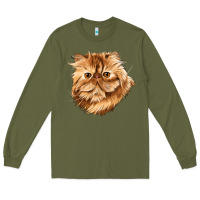 Army Green Persian Cat Face Long Sleeve Tee - LillyAllenDesigns