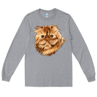 Heather Grey Persian Cat Face Long Sleeve Tee - LillyAllenDesigns