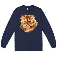Navy Persian Cat Face Long Sleeve Tee - LillyAllenDesigns
