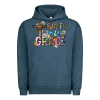 Pigment Midnight Navy Saved by his grace Easter Day Urban Hoodie - HowdyJamesFarm