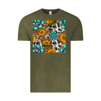 Vintage Olive western gemstone and sunflower seamless pattern Vintage Tee - BundleAndBundleShop