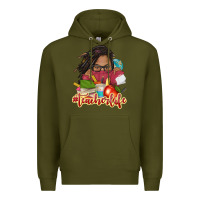 Army Green afro woman teacher life Premium Hoodie - NancyCooperArtShop