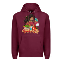 Burgundy afro woman teacher life Premium Hoodie - NancyCooperArtShop